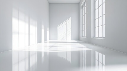 Serene interior space minimalist design photography bright environment wide-angle view