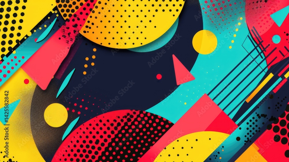 Aufkleber abstract colorful geometric shapes effect on surface of digital cyber design express scene of cybers