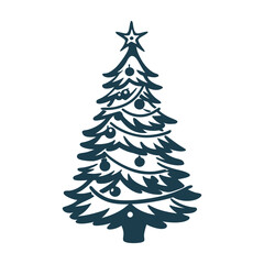 Minimalist Christmas Tree Star Vector Graphic - Christmas (Noël) – Minimalist sapin de Noël (Christmas tree) with a star
