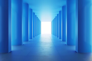 Blue Columns Leading to a Bright Light