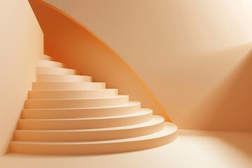 Minimalist Staircase in Soft Orange Hues
