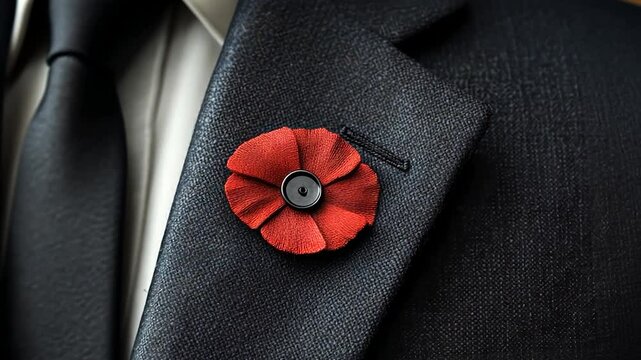 Remembrance poppy on suit lapel (1)