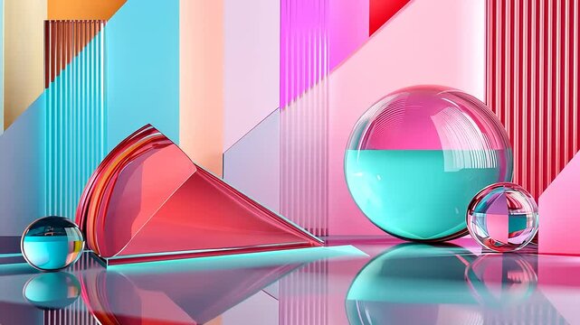 Abstract Geometric Shapes with Colorful Composition Design