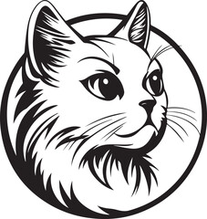 Two-Tone Cat Artwork – Line Drawing Illustration