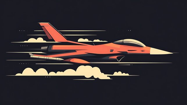 Red Fighter Jet in Flight. (1)