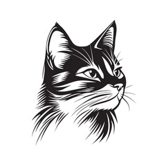 Black and White Smiling Cat Face – Simple Design