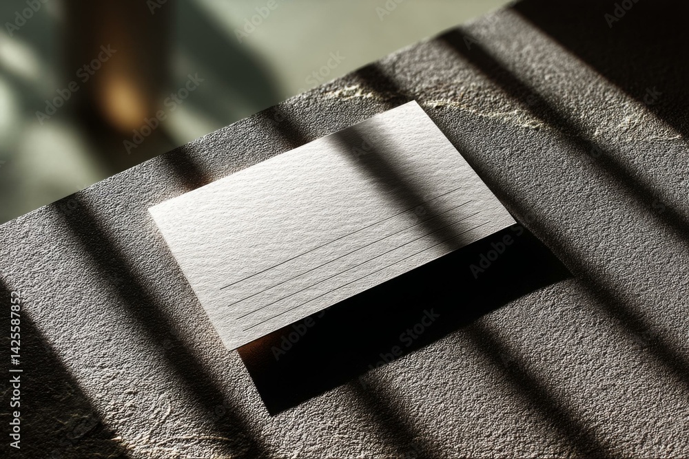Poster elegant lined business card mockup with creative shadow placement on a textured surface for design p