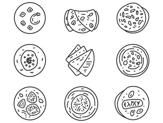 Paratha Vector Line Drawing of Indian Flatbread Food