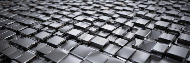 Sleek metallic grid, intersecting planes, polished surface, modern, silver
