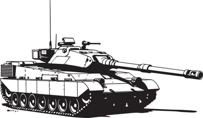 Fototapeta premium Military Tank Silhouette Vector Set