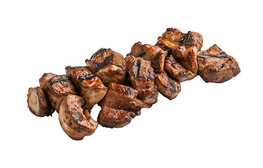 Grilled Meat Cubes: Delicious grilled meat cubes, perfect for a barbecue or a quick meal. The image showcases the rich, caramelized exterior and juicy interior of the meat.