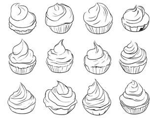 pavlova dessert line art vector illustration