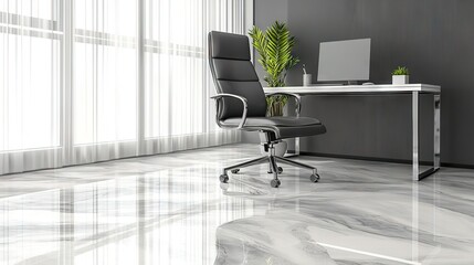 Sleek Office Minimalism: Sunlit Workspace with Design Aesthetics Design
