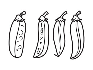 Simple Line Art Illustration of Fresh Green Peas