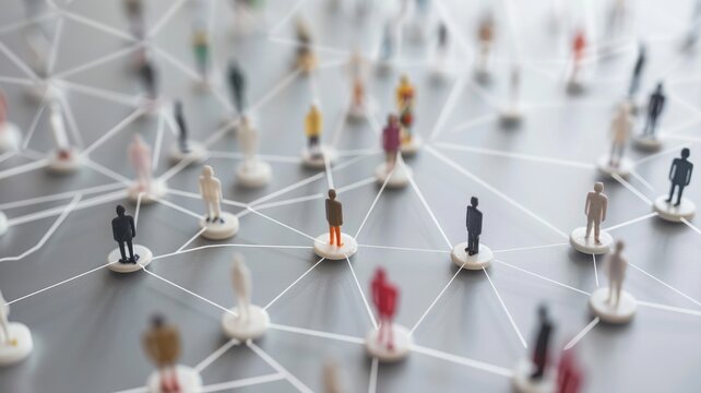 Picture symbolized people connect with social media system for entertainment or business, online community concept. Internet network technology for user to find or communicate diverse friend. AIG53.