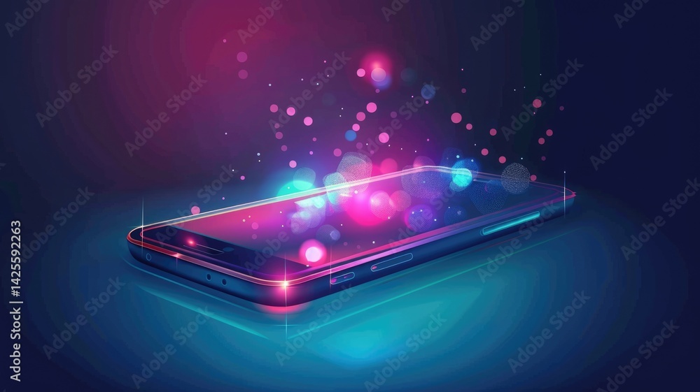 Poster wonderful picture of colorful light sparkling particles scattered across space background, create ab
