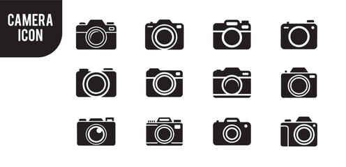 "Flat Style Camera Icon Set &ndash; Vector Collection of Photo Cameras."