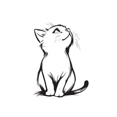 Cute Cat Laughing Line Art – Two-Color Design