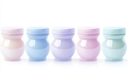 Pastel Jars for Food on White Background