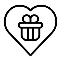 Heart Gift Line Icon