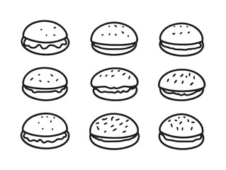 Pirozhki Sketch of Classic Russian Pasty Line Art Drawing