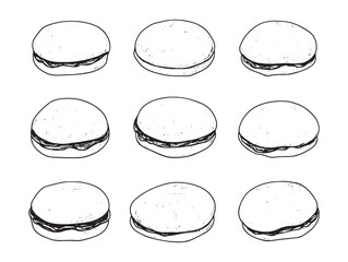 Pirozhki Detailed Line Art of Russian Pastry Sketch Design