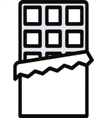Chocolate bar line art icon vector illustration on transparent background.