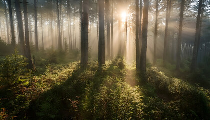 Obraz premium 霧の立ち込める森