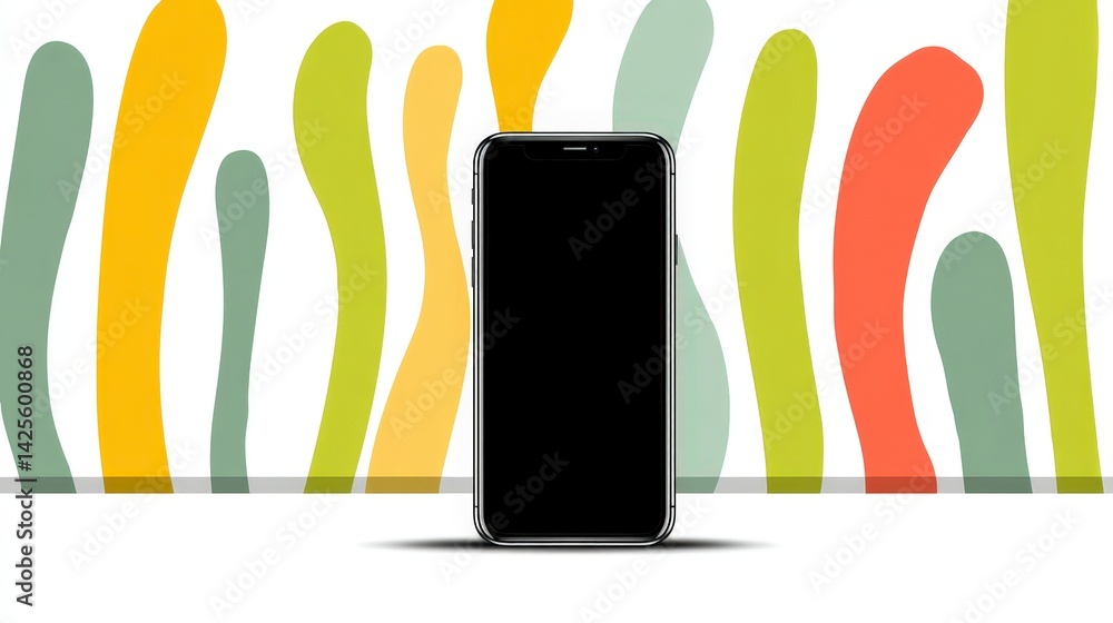 Poster smartphone mockup modern app design abstract background