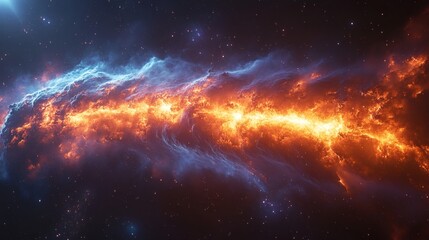 Obraz premium Cosmic Nebula Cloud Formation with Vivid Blues and Purple Hues, Space Exploration and Science Fiction Imagery