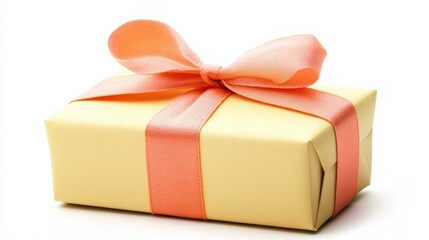 Obraz premium Pastel Gift Box with Ribbon on White Background