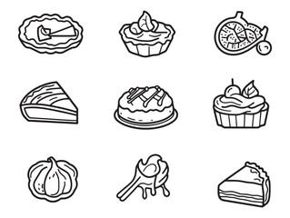 pumpkin pie line art vector illustration for fall season