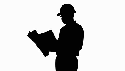 Engineering intern reviewing blueprint silhouette, summer internships