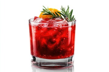 Refreshing Cranberry Rosemary Cocktail: Icy Red Drink with Citrus Garnish