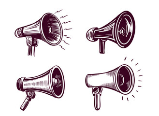 Hand drawn doodle megaphone illustration 