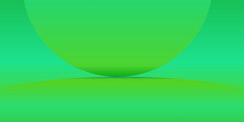 3d abstract bright green studio room background. Turquoise empty gradient backdrop. Product minimal interior mockup. Mint color scene for product presentation. Vector illustration.