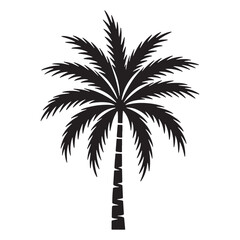Fototapeta premium Minimalist Black Silhouette of a Palm Tree on White Background