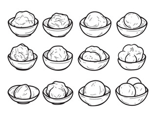 Rasgulla sweet Indian dessert minimalist line art illustration
