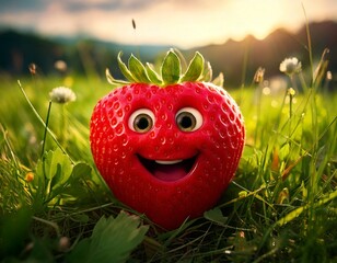 Erdbeere mit Gesicht