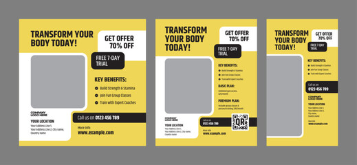 Gym and Fitness Design Template – Minimalist Gym Promotion Design – Modern Social Media Template for Fitness Promo, Gym and Bodybuilding Promotion