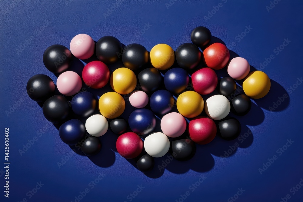 Poster colorful spheres arranged in a u.s. map shape on a dark background