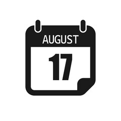 Vector icon page day calendar - 17 August month