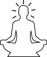 a man in a lotus position with his hands up. meditation icon. yoga icon in modern design