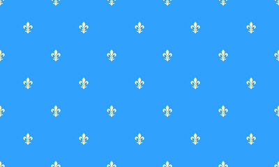 Elegant lightblue background featuring a repeating pattern of offwhite fleurdelis. Ideal for branding, website design, or textile prints.