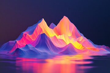 3D Neon Mountain Range with Bold Geometric Forms
