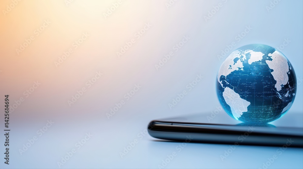 Aufkleber digital globe on smartphone display representing global connectivity