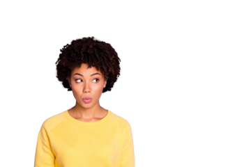 Close-up portrait of her she nice-looking attractive charming lovely minded wavy-haired girl looking aside thinking isolated over violet purple lilac pastel color background