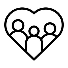 Heart and Family Line Icon