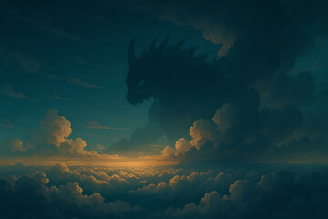 night sky with a monster