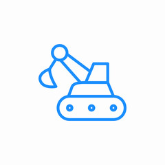 tracked excavator digging icon sign vector